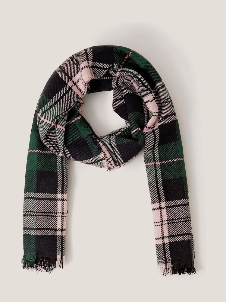 Monsoon Pink Sarah Check Scarf - Image 1 of 2
