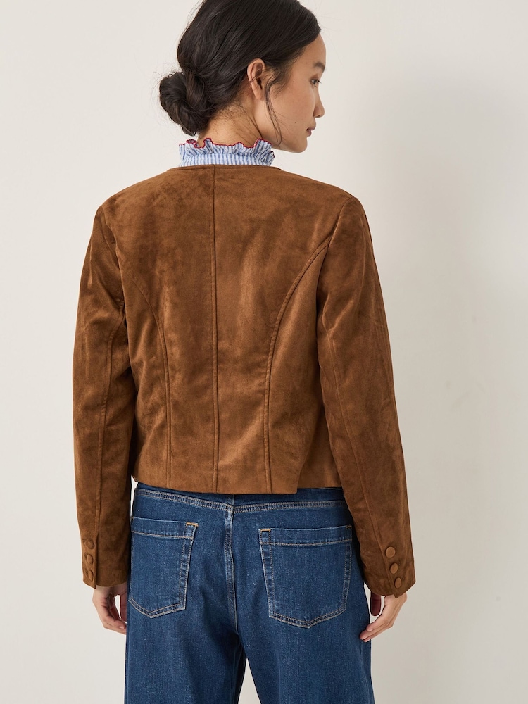Monsoon Brown Isla Suedette Jacket - Image 4 of 4 Monsoon Brown Isla Suedette Jacket - Image 4 of 4