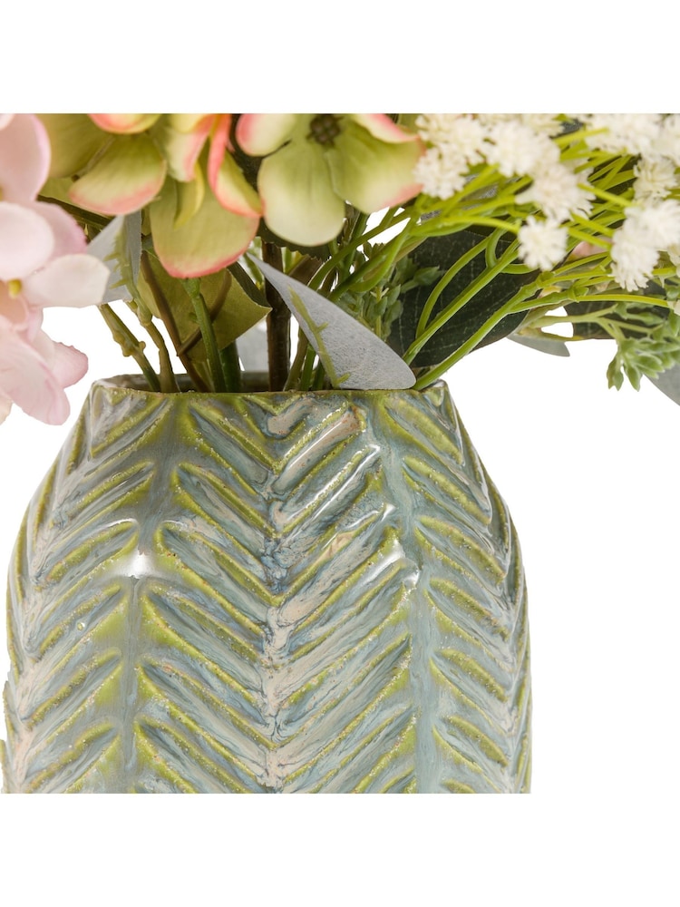 Gallery Home Multi Artificial Mixed Hydrangea Arrangement In Textured Vase - Image 3 of 3