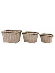 Gallery Home Set of 2 Natural Woven Willow Log Baskets With Rope Handles - Image 5 of 9