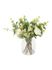 Gallery Home Green Natural Rose/Eucalyptus Arrangement In Glass Vase - Image 1 of 4