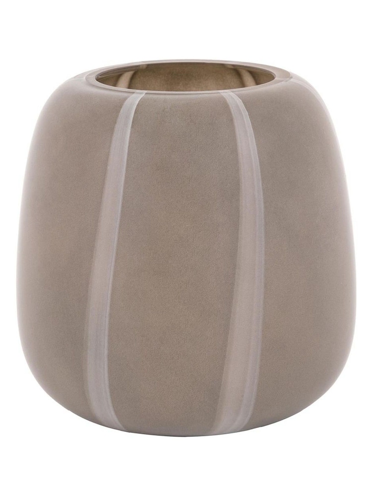 Gallery Home Taupe Glass Striped Vase 20cm - Image 1 of 4