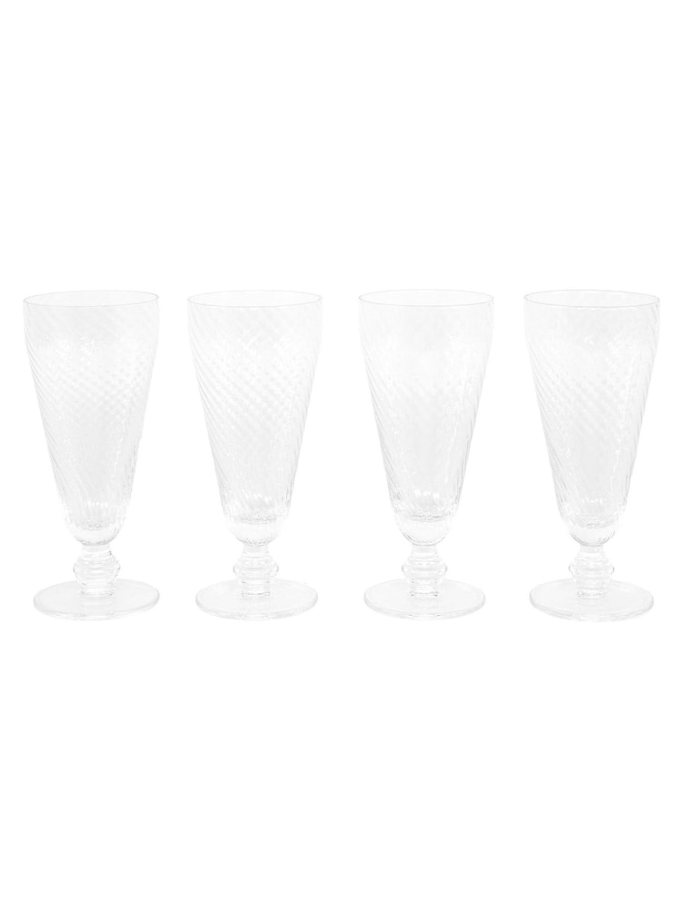 Gallery Home Set of 4 Clear Swirl Flute Glasses - Image 1 of 4