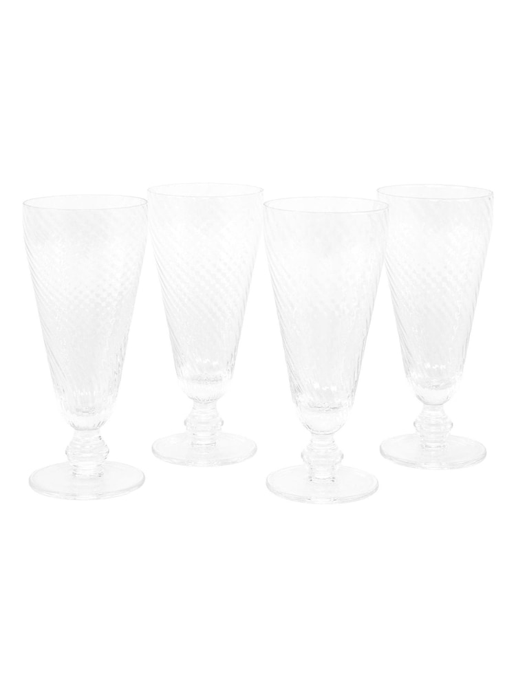 Gallery Home Set of 4 Clear Swirl Flute Glasses - Image 4 of 4