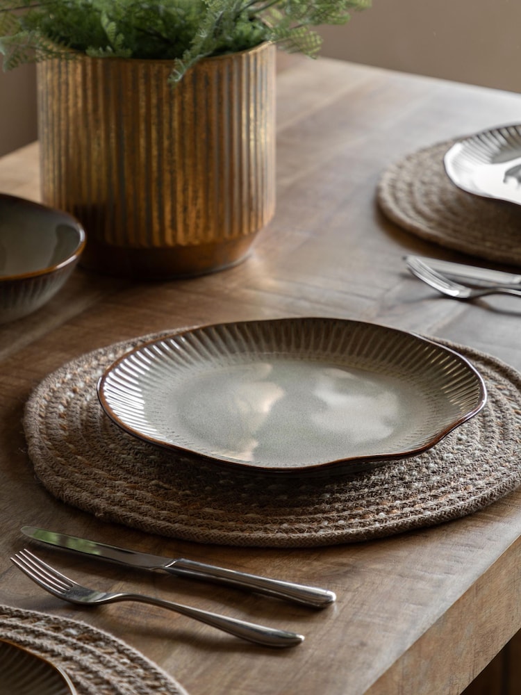 Gallery Home Set of 4 Stone Rita Ridged Dinner Plates - Image 1 of 6
