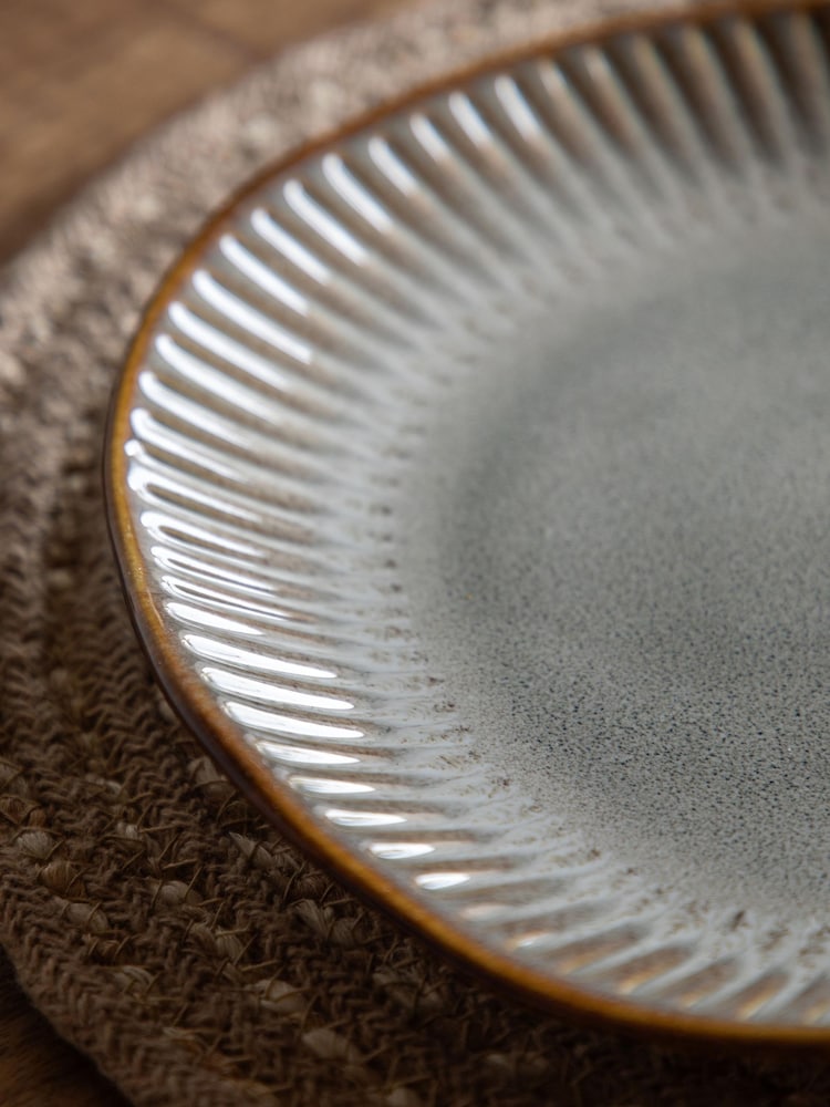 Gallery Home Set of 4 Stone Rita Ridged Dinner Plates - Image 2 of 6