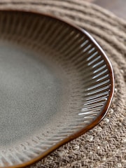 Gallery Home Set of 4 Stone Rita Ridged Dinner Plates - Image 3 of 6