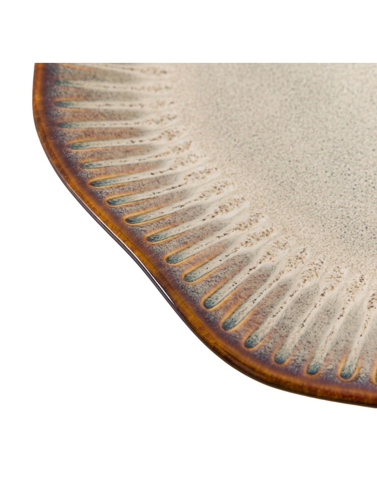 Gallery Home Set of 4 Stone Rita Ridged Dinner Plates - Image 6 of 6