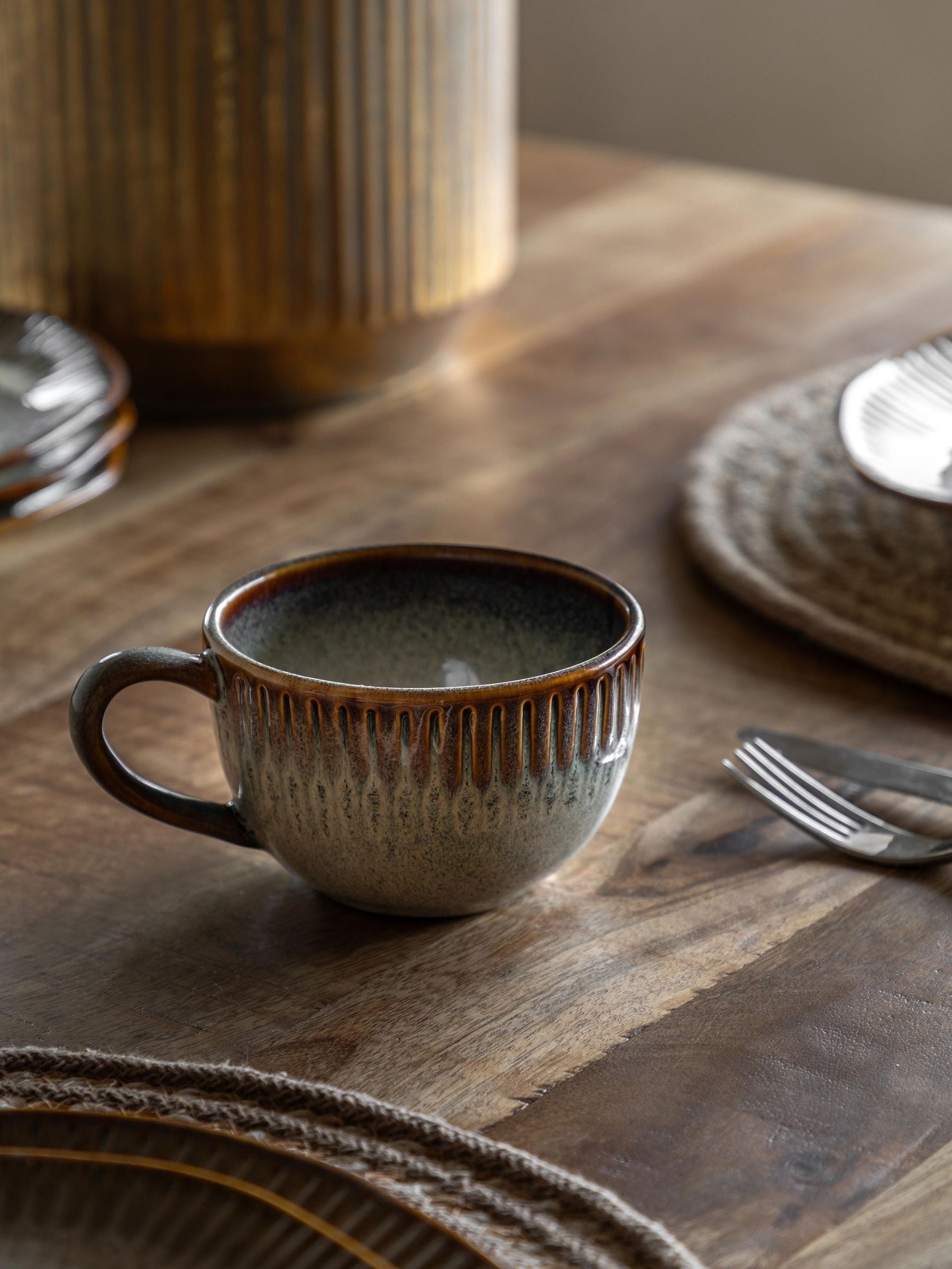Gallery Home Unisex Stone Rita Ridged Mugs Set Of 4