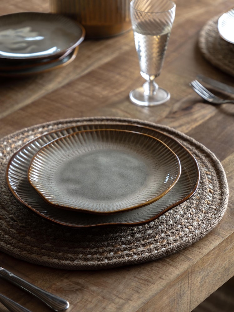 Gallery Home 4 Pack Stone Rita Ridged Side Plates - Image 1 of 6
