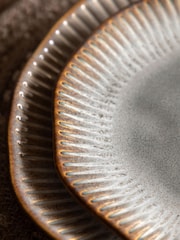 Gallery Home 4 Pack Stone Rita Ridged Side Plates - Image 2 of 6