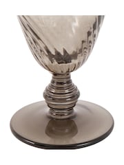 Gallery Home Grey Set of 4 Smoked Grey Swirl Wine Glasses - Image 2 of 4