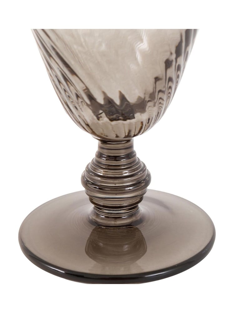 Gallery Home Grey Set of 4 Smoked Grey Swirl Wine Glasses - Image 2 of 4