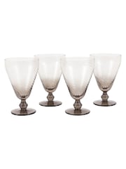 Gallery Home Grey Set of 4 Smoked Grey Swirl Wine Glasses - Image 4 of 4