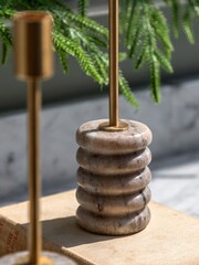 Gallery Home Set of 2 Natural Marble Candle Sticks - Image 3 of 6