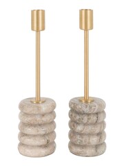 Gallery Home Set of 2 Natural Marble Candle Sticks - Image 6 of 6