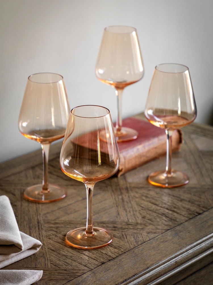 Gallery Home Amber Set of 4 Amber Wine Glasses - Image 1 of 7