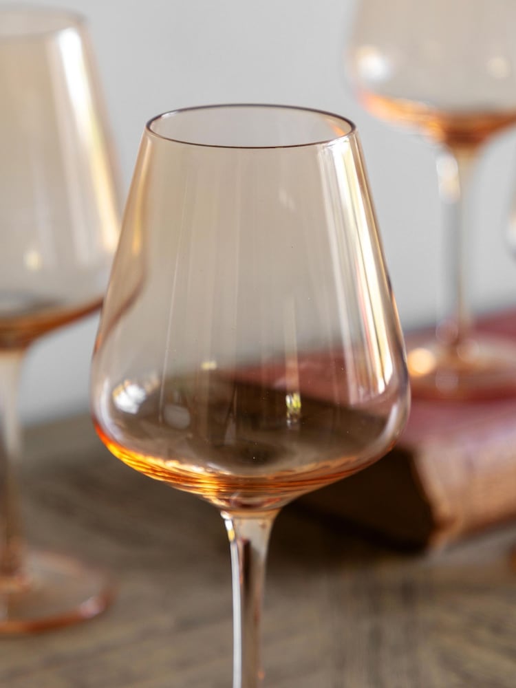 Gallery Home Amber Set of 4 Amber Wine Glasses - Image 2 of 7