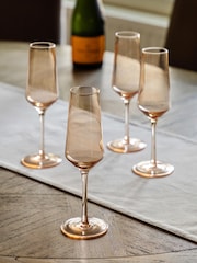 Gallery Home Amber Set of 4 Amber Champagne Flutes - Image 1 of 6