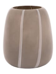 Gallery Home Taupe Glass Striped Vase 22cm - Image 1 of 4