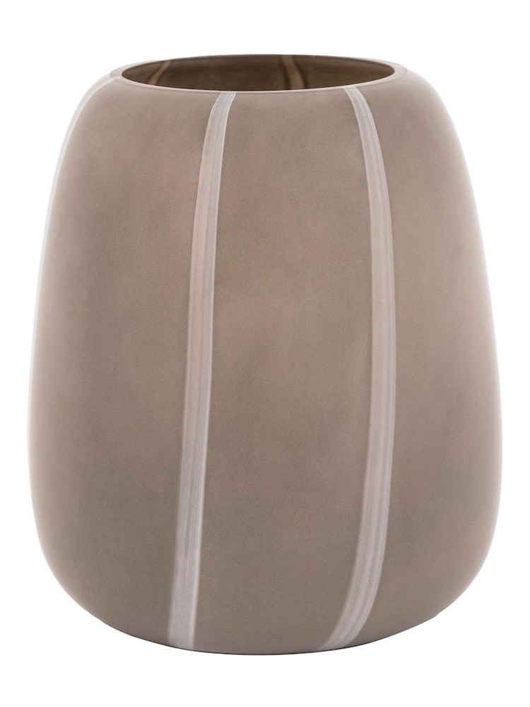 Gallery Home Taupe Glass Striped Vase 22cm - Image 1 of 4