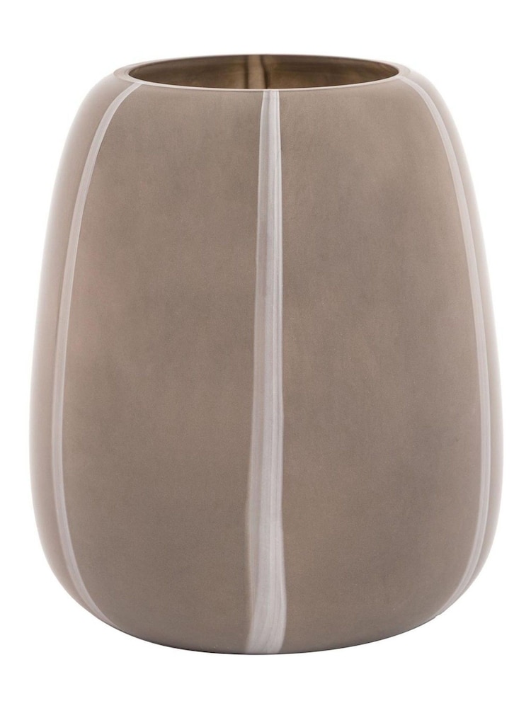 Gallery Home Taupe Glass Striped Vase 22cm - Image 4 of 4