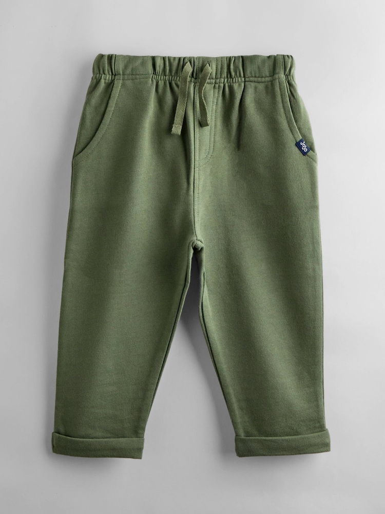 JoJo Maman Bébé Khaki Green Stripe & Khaki Vertical Stripe and Plain Joggers 2 Pack - Image 2 of 7