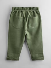 JoJo Maman Bébé Khaki Green Stripe & Khaki Vertical Stripe and Plain Joggers 2 Pack - Image 4 of 7