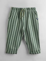JoJo Maman Bébé Khaki Green Stripe & Khaki Vertical Stripe and Plain Joggers 2 Pack - Image 5 of 7