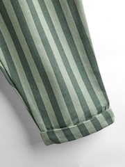 JoJo Maman Bébé Khaki Green Stripe & Khaki Vertical Stripe and Plain Joggers 2 Pack - Image 6 of 7
