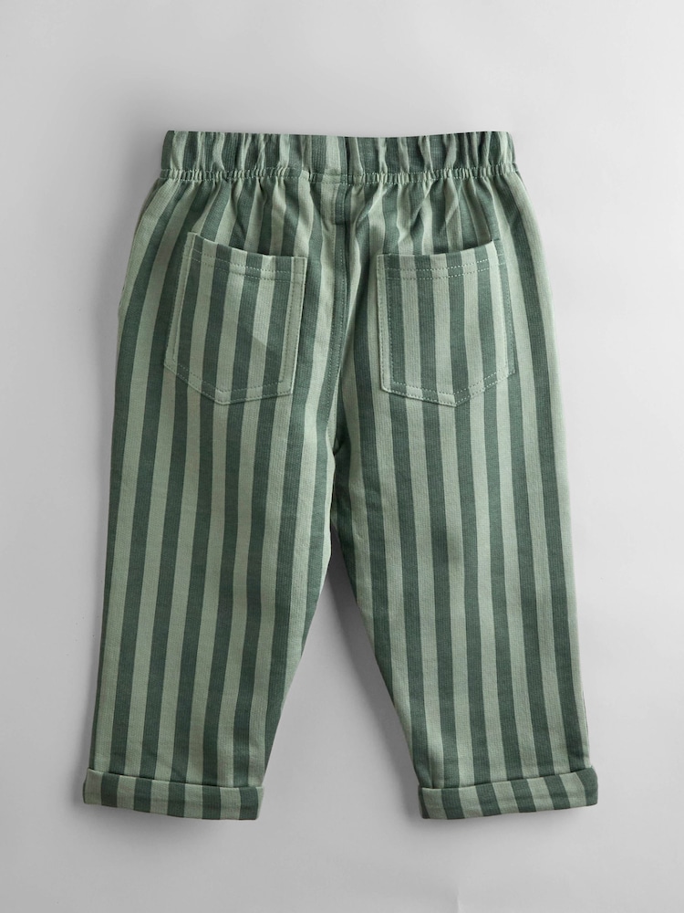 JoJo Maman Bébé Khaki Green Stripe & Khaki Vertical Stripe and Plain Joggers 2 Pack - Image 7 of 7