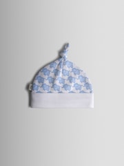 JoJo Maman Bébé Blue 3-Pack Elephant, Stripe & Star Baby Hats - Image 4 of 8