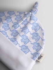 JoJo Maman Bébé Blue 3-Pack Elephant, Stripe & Star Baby Hats - Image 8 of 8
