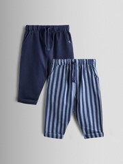 JoJo Maman Bébé Vertical Stripe and Plain Joggers 2 Pack - Imagen 1 de 7