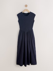 Lime Green / Navy Blue - Cap Sleeve Shirred Body Jersey Midi Dress 2 Pack - Obraz 6 z 10