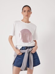 Hush White Metallic Graphic Print T-Shirt - Image 1 of 5