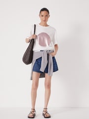Hush White Metallic Graphic Print T-Shirt - Image 2 of 5