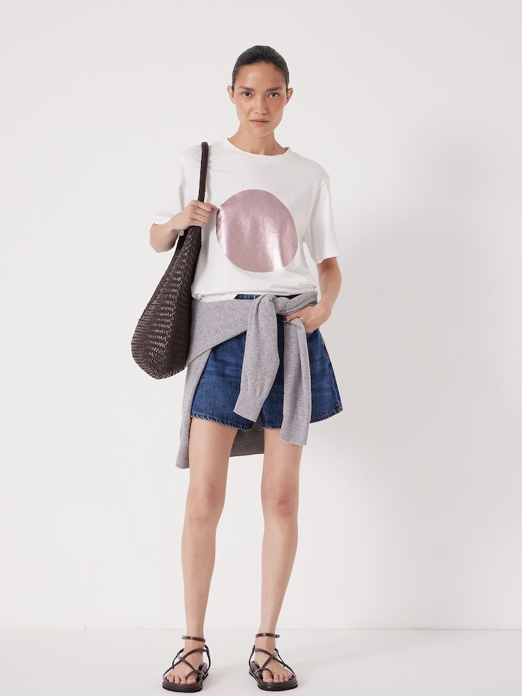 Hush White Metallic Graphic Print T-Shirt - Image 2 of 5