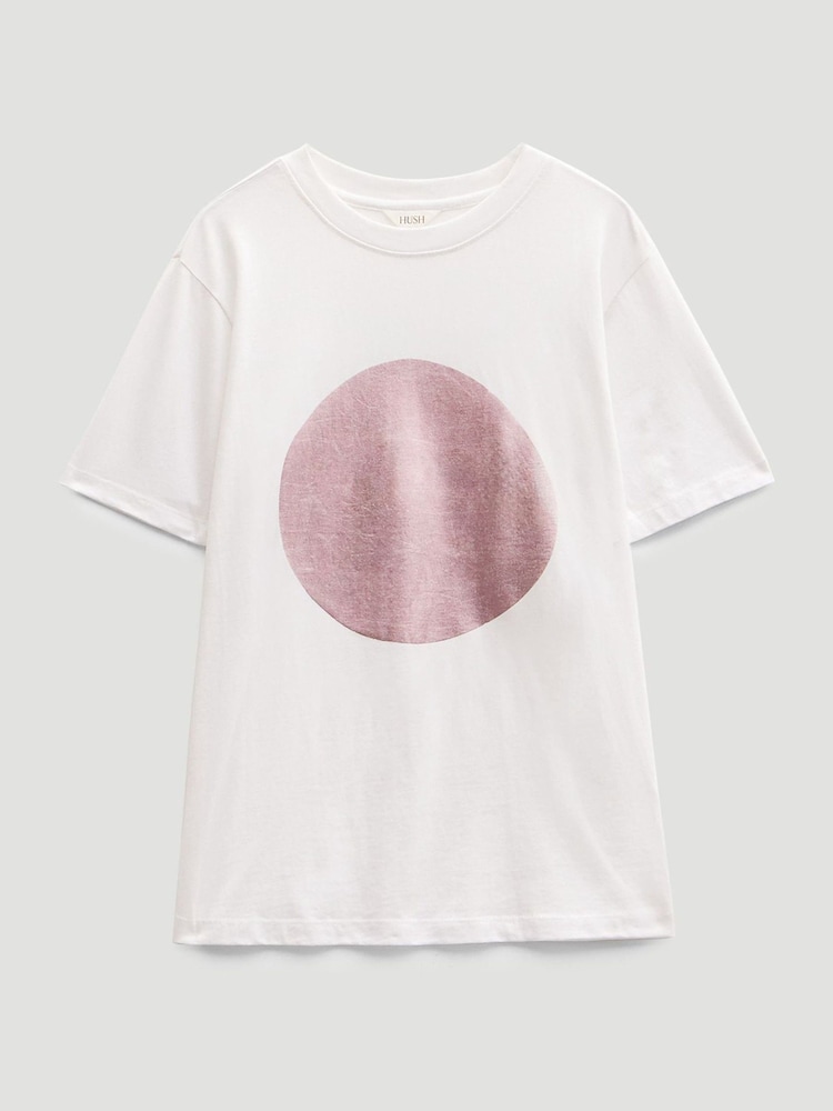 Hush White Metallic Graphic Print T-Shirt - Image 5 of 5
