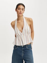 Cotton On Orange Haven Tie Side Halter Top - Image 1 of 4