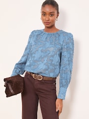 Azul - Lipsy Burnout Blouse - Imagen 1 de 4