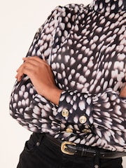 Lipsy Black Spot High Neck Jacquard Top - Image 2 of 4