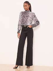 Lipsy Black Spot High Neck Jacquard Top - Image 3 of 4