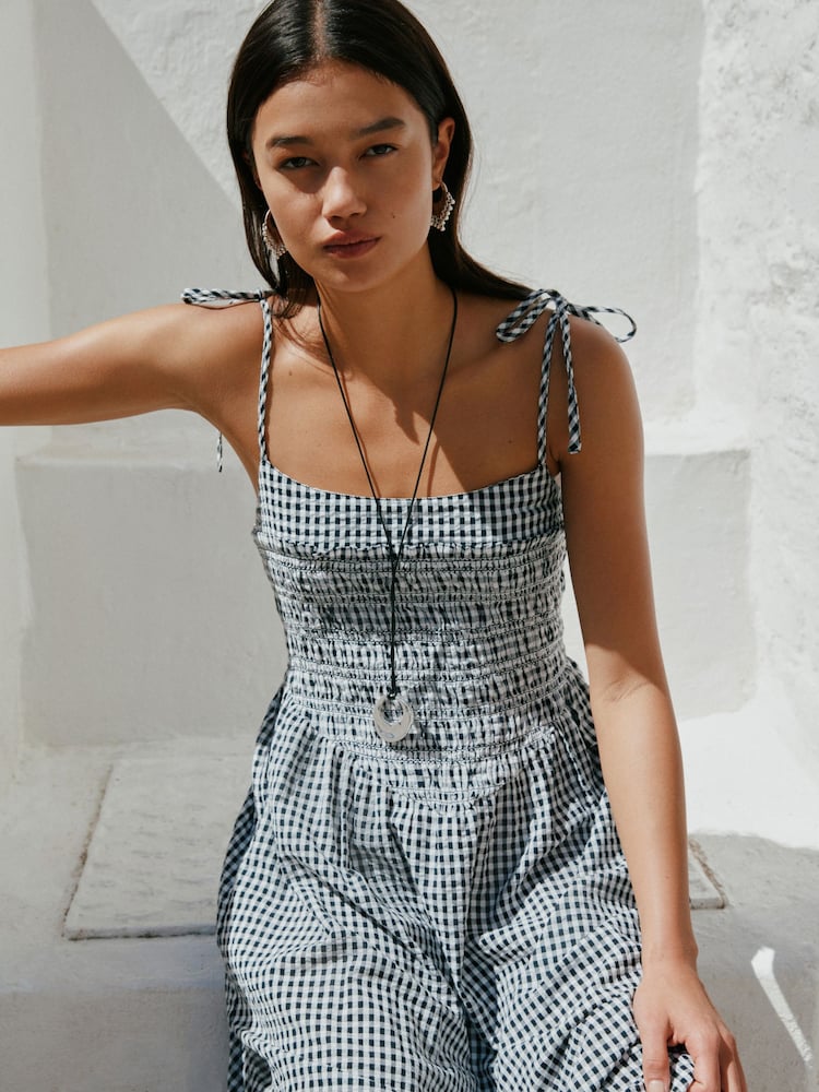 grey and white summer dress Buy Black/White Gingham Tie Shoulder Midi Summer Dress from Next USA