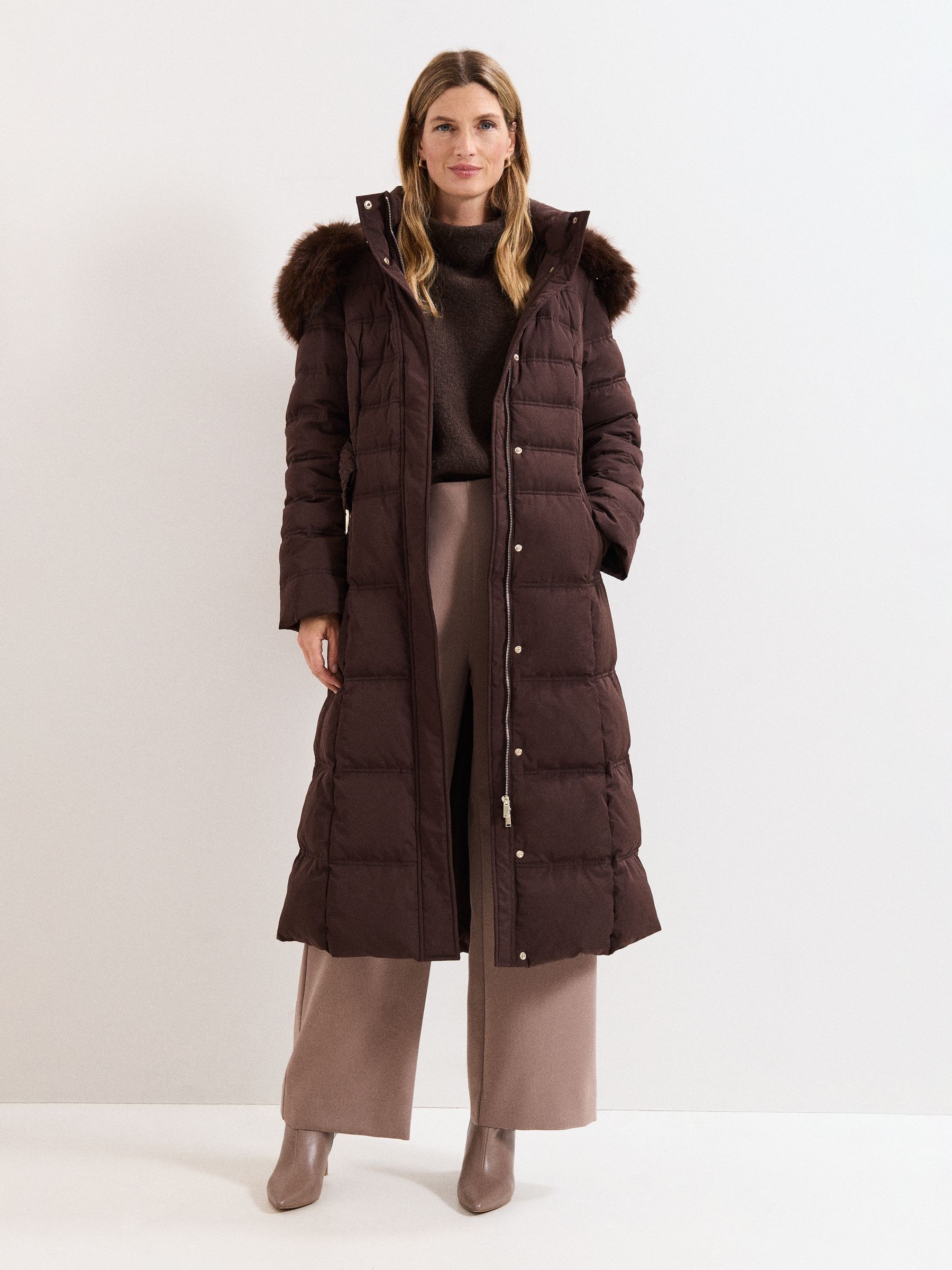 Buy Phase Eight Brown Dixie Long Puffer Coat from Next Romania