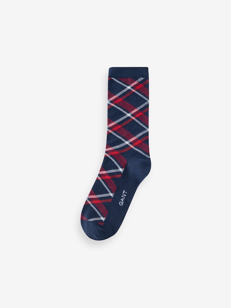 GANT Blue Check and Heart Socks 2 Pack - Image 3 of 3 GANT Blue Check and Heart Socks 2 Pack - Image 3 of 3
