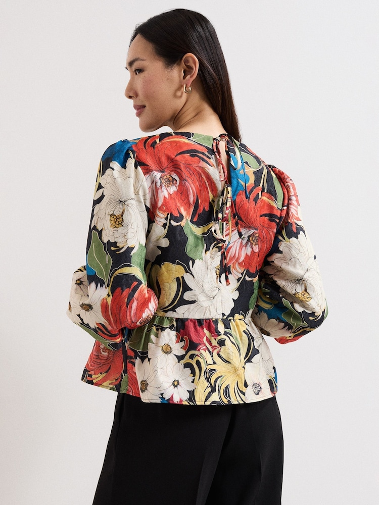 Phase Eight Black Ellis Peplum Top - Image 2 of 6