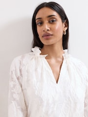 Phase Eight Cream Amal Textured Blouse - Image 4 of 7