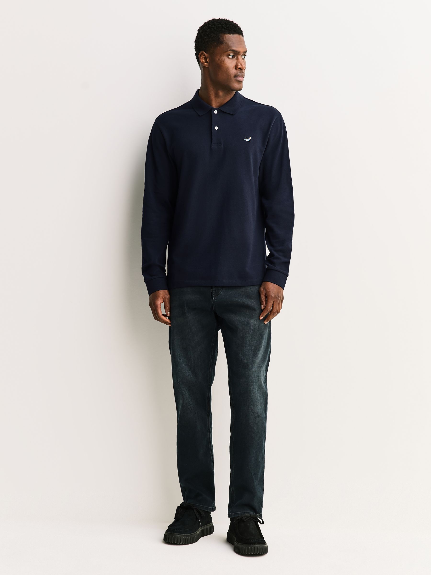 Buy Navy Duck Long Sleeve Pique Polo Shirt from the Next UK online
