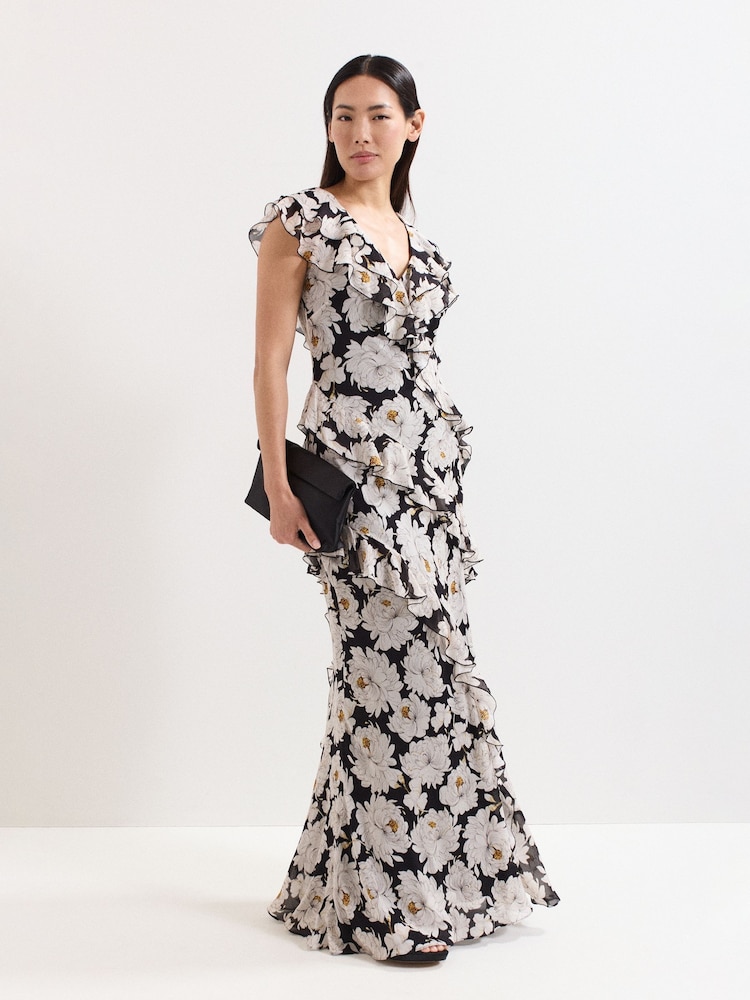 Phase Eight Black Eva Floral Print Dress - Image 1 of 7 Phase Eight Black Eva Floral Print Dress - Image 1 of 7